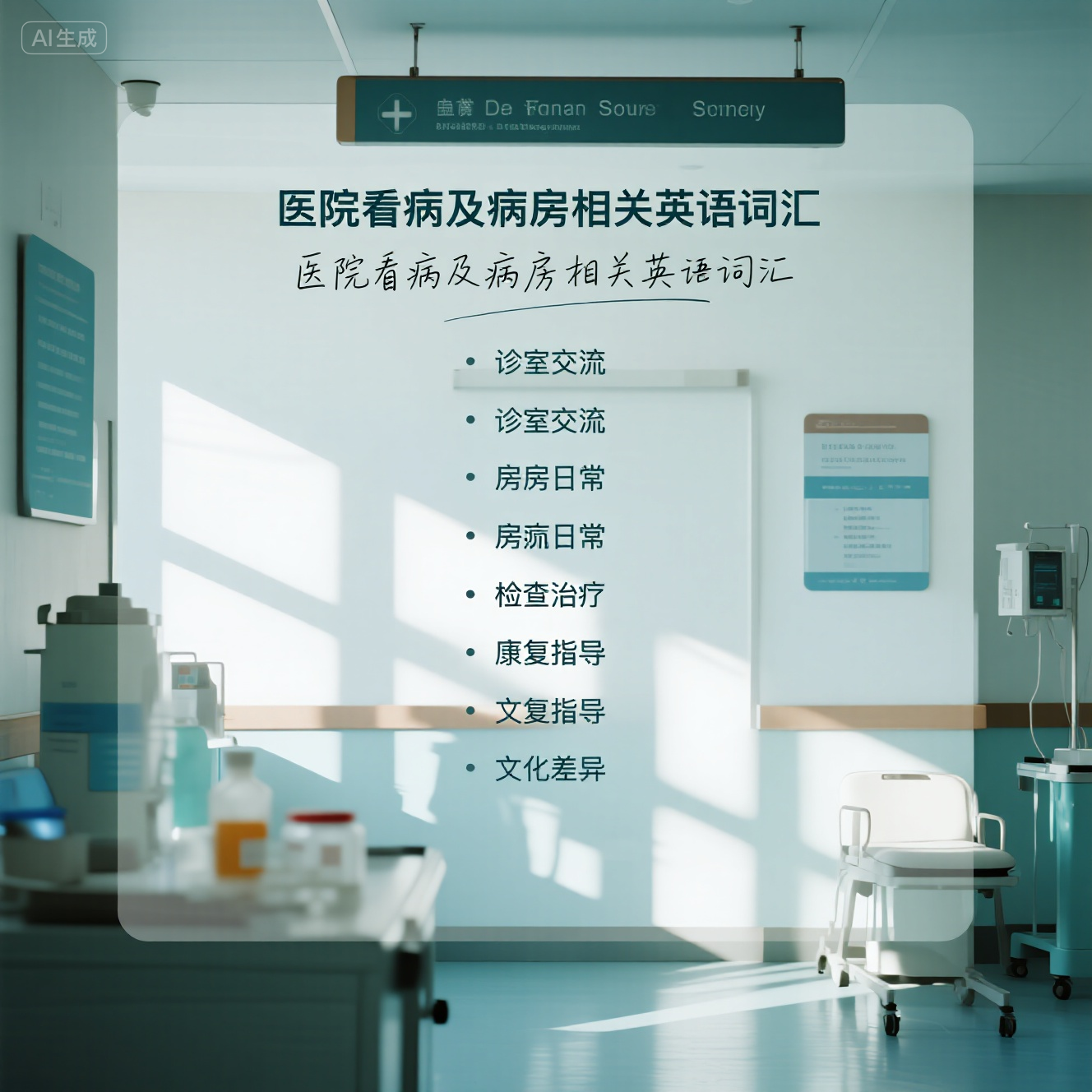 英语医院看病词汇与病房相关？