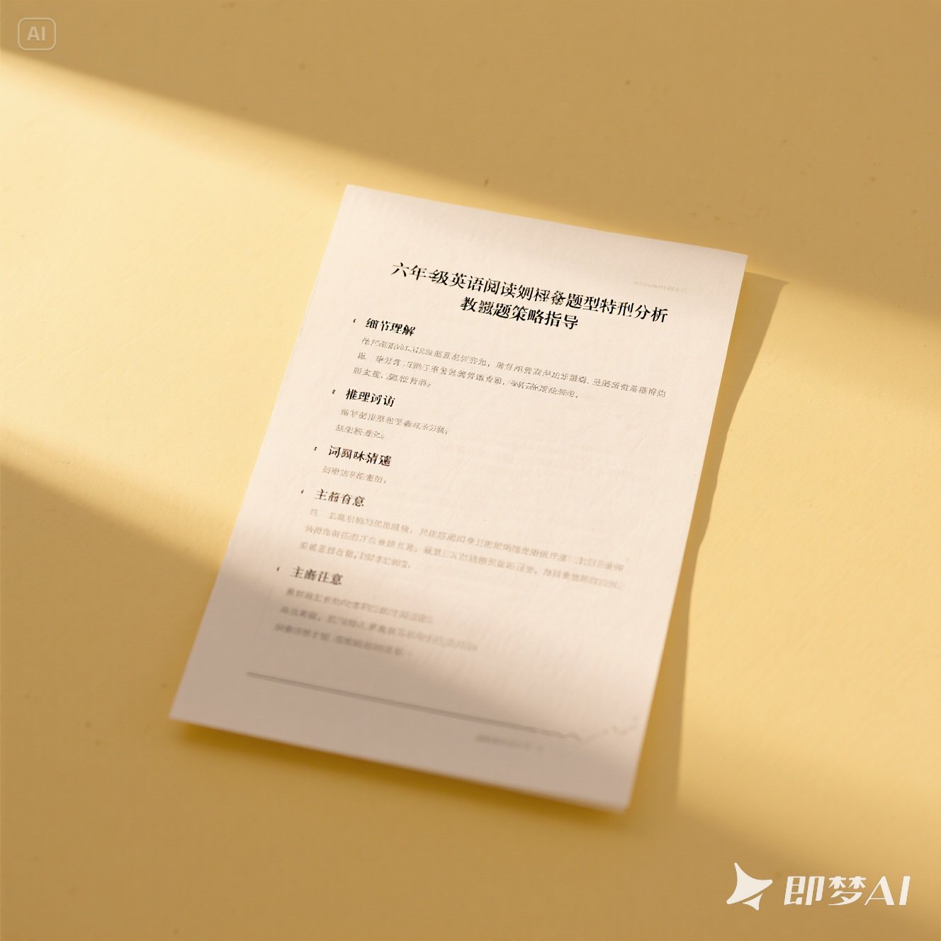 六年级英语阅读理解题型分析？