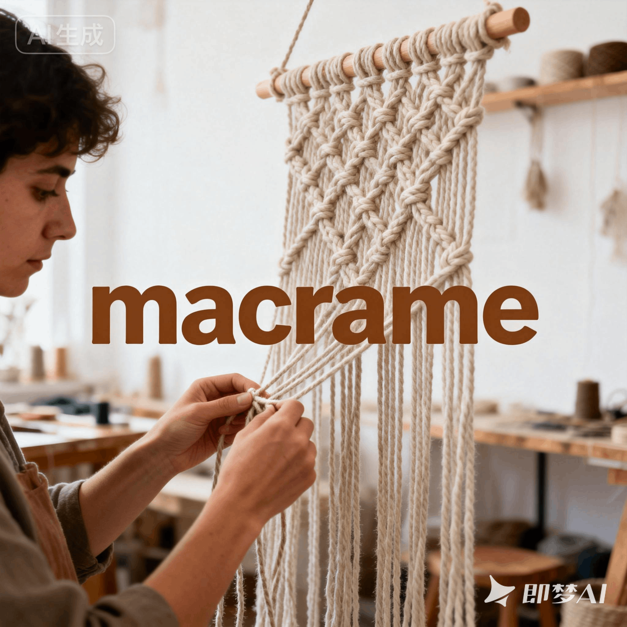 macrame是什么意思_macrame怎么读_音标mә'krɑ-mi