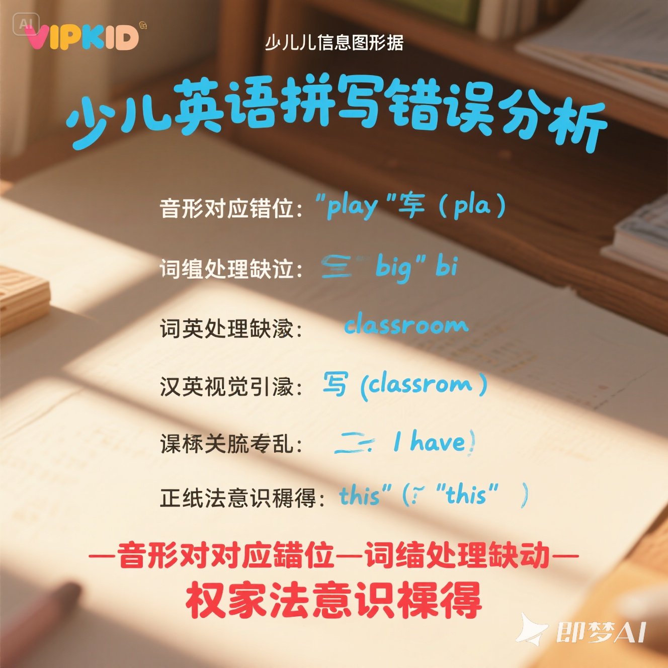 少儿英语拼写错误的常见形式？