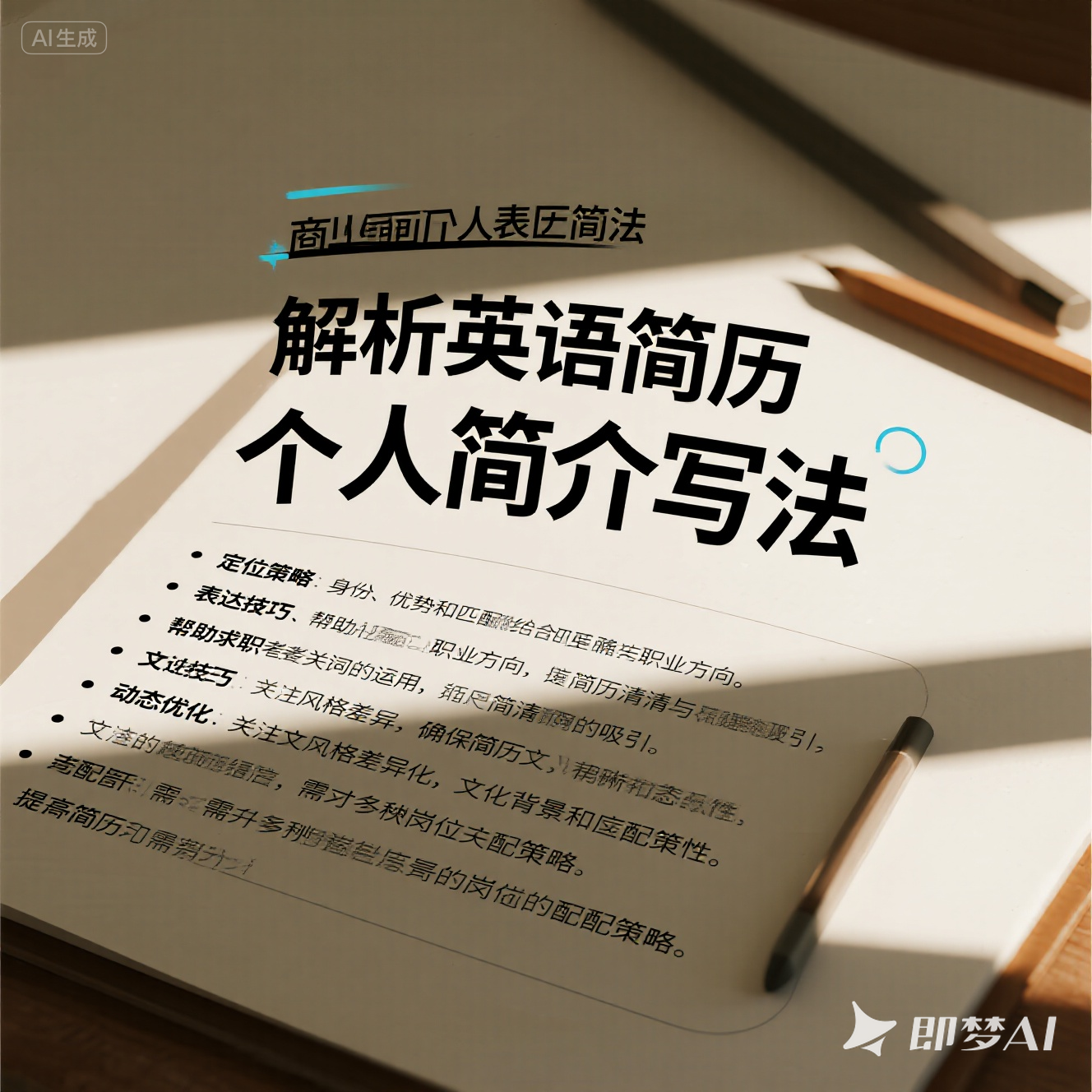 英语简历中的个人简介如何写？