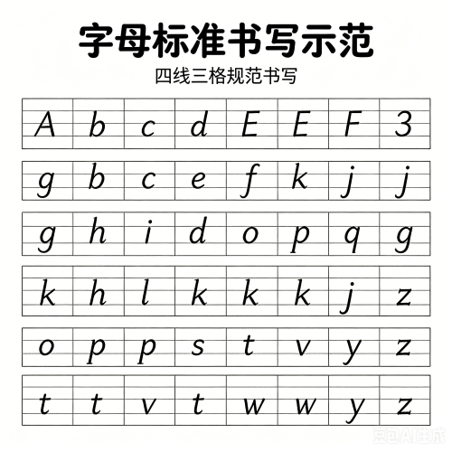 三年级英语26个字母标准写法