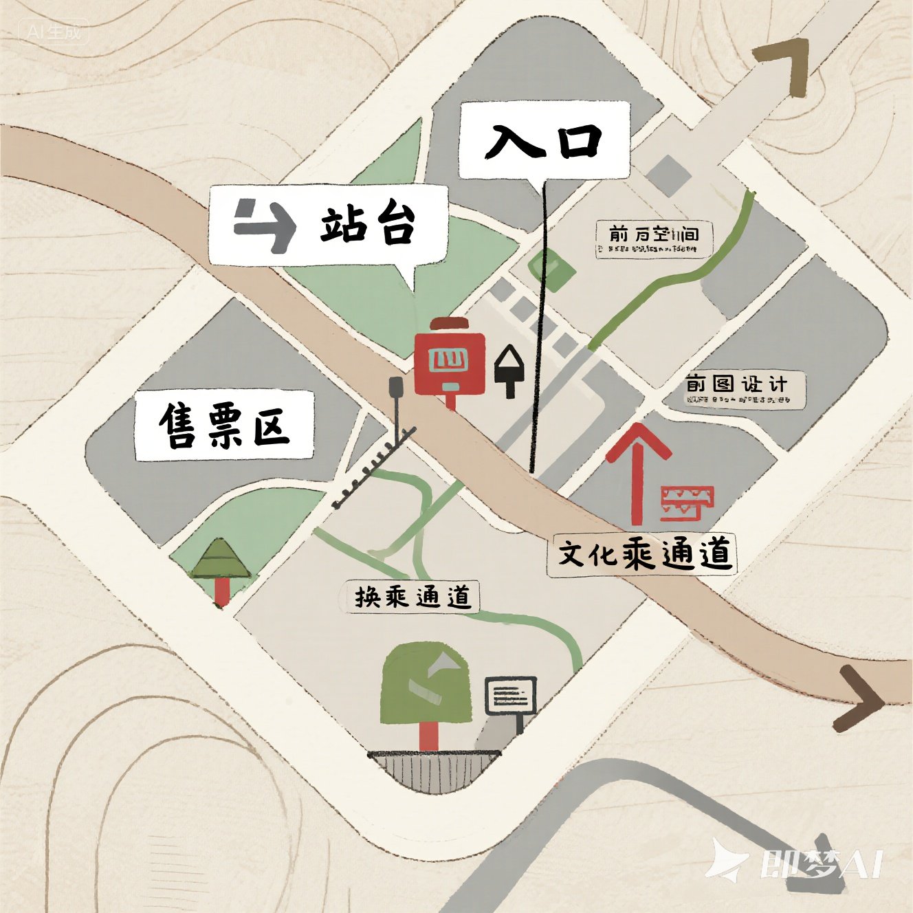 如何用英语描述地铁站的布局？