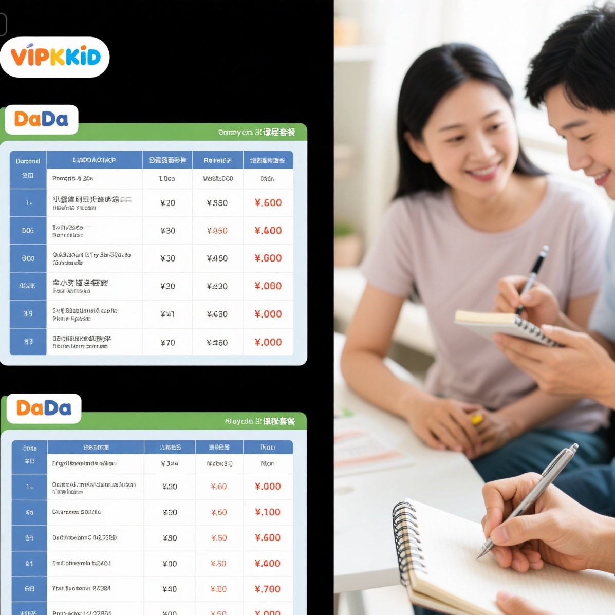 VIPKID 和 DaDa 英语的学费价格如何？