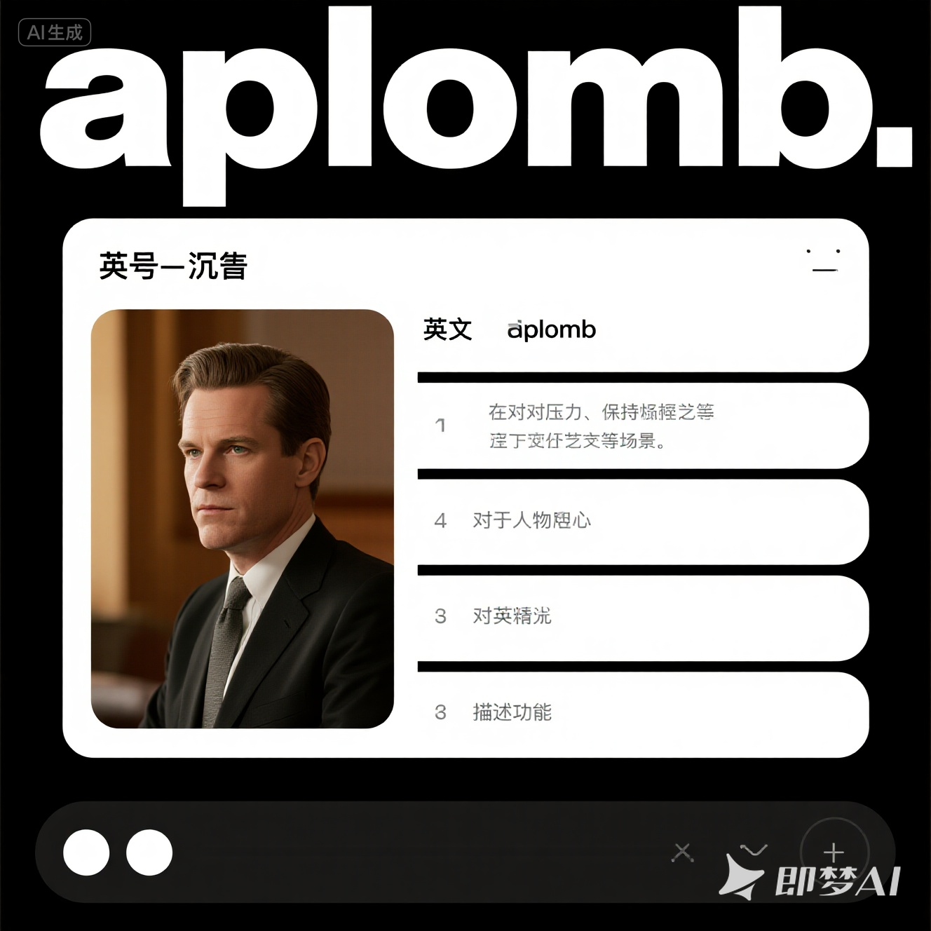 aplomb 是什么意思_aplomb 怎么读_音标əˈplɒm, əˈplʌm