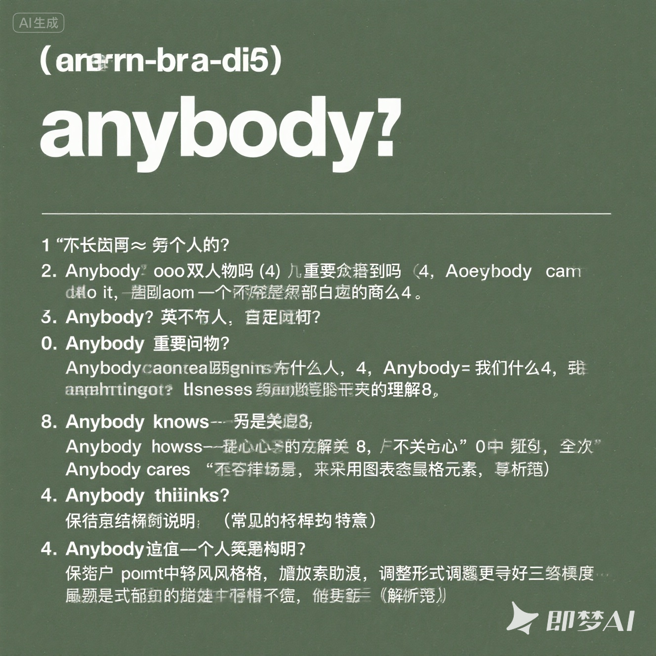 anybody 是什么意思_anybody 怎么读_音标ˈenɪbɒdɪ