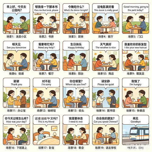 英语对话两人20句带翻译