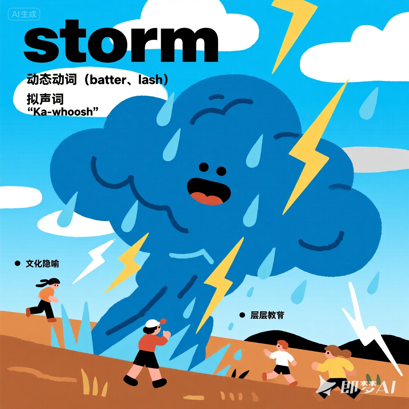 在英语中如何用词汇描述风暴？